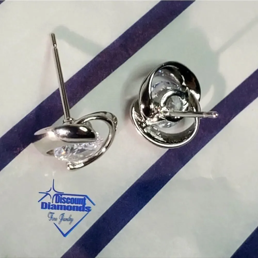 Dainty Clear White Diamond Stud Push Back Earrings on 925 Silver